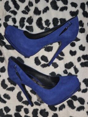 Rock & Republic Cobalt Blue Suede Platform Stiletto Pumps